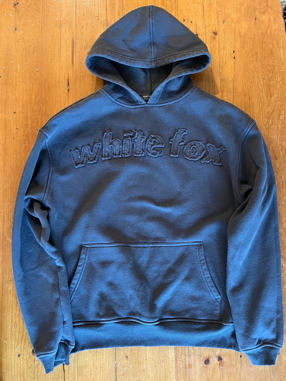 White Fox Boutique Dark Gray Tonal Appliqué Name Cotton/Poly Hoodie XS/S